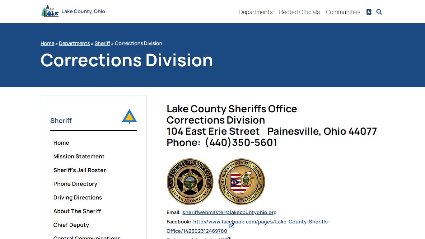 Corrections Division – Sheriff - Lake County, Ohio