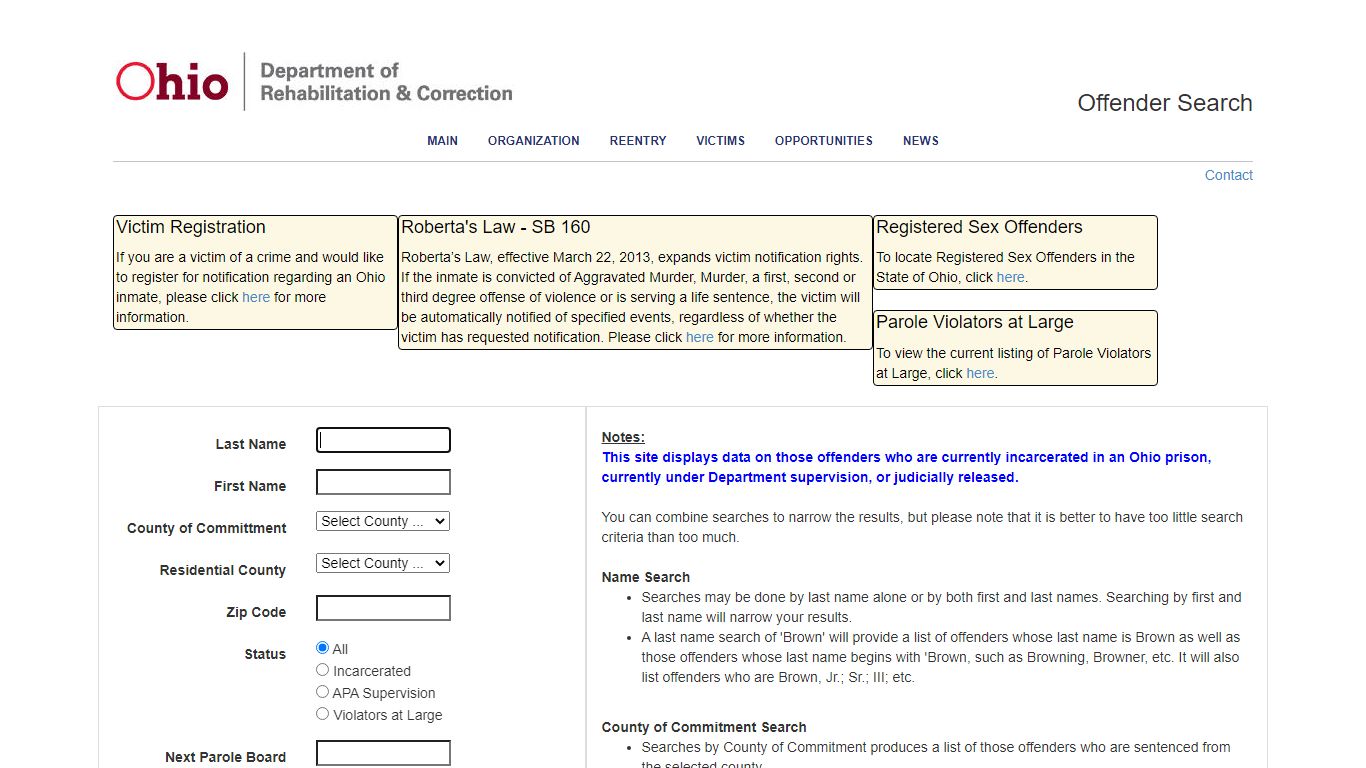 Offender Search - Ohio